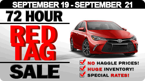 Red Tag Used Car Clearance Sale going on now - Great rates on a huge inventory of no-haggle
priced cars